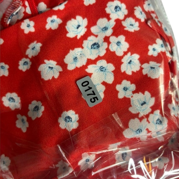 Banana Republic Red Floral Short Flutter Sleeve Mini Dress Size 14 - Picture 12 of 12